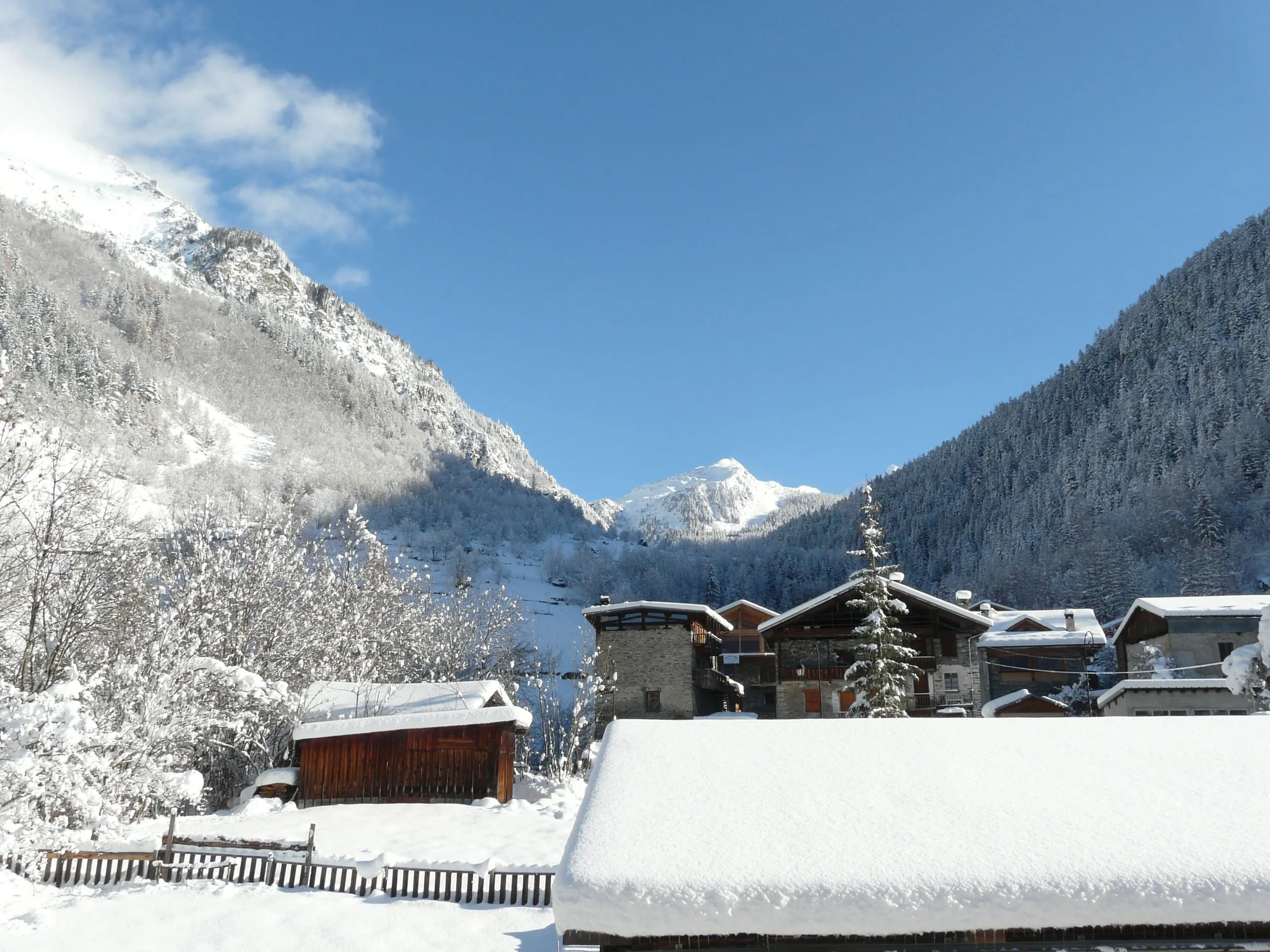 La Masure under snow, looking towards the Petite Sassière